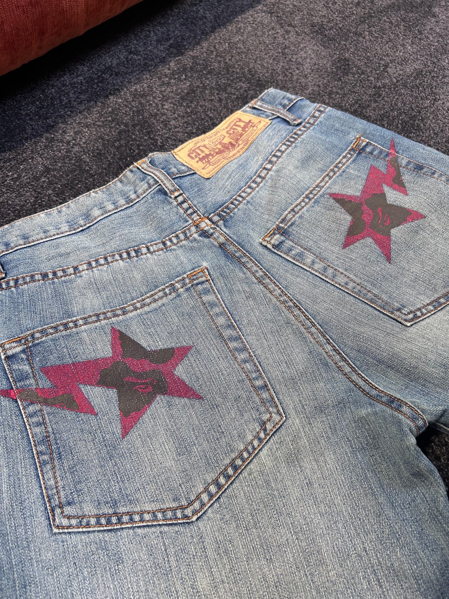 A Bathing Ape Front Red Star Jeans