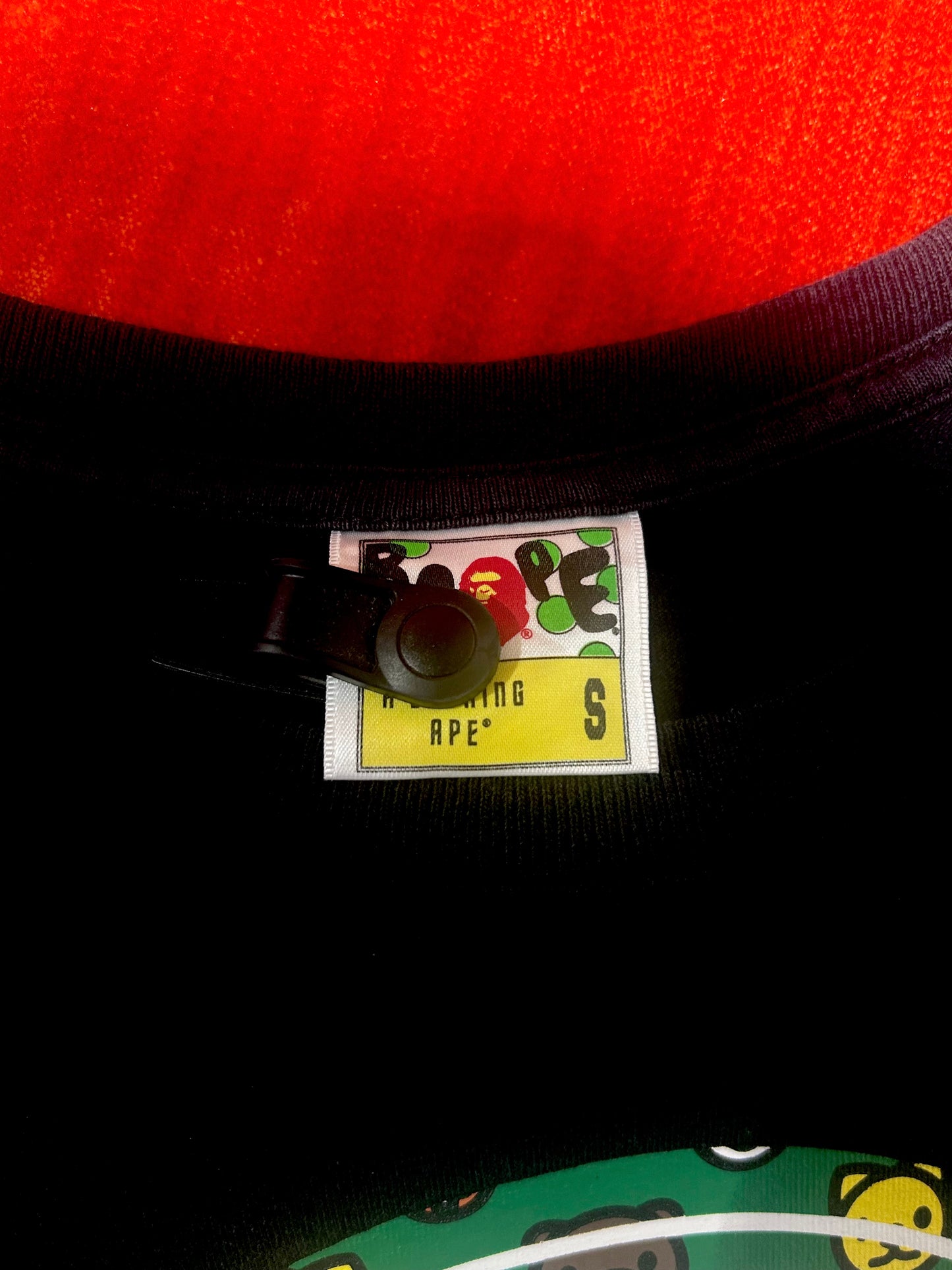 A Bathing Ape Black Baby Milo Green Logo Tee