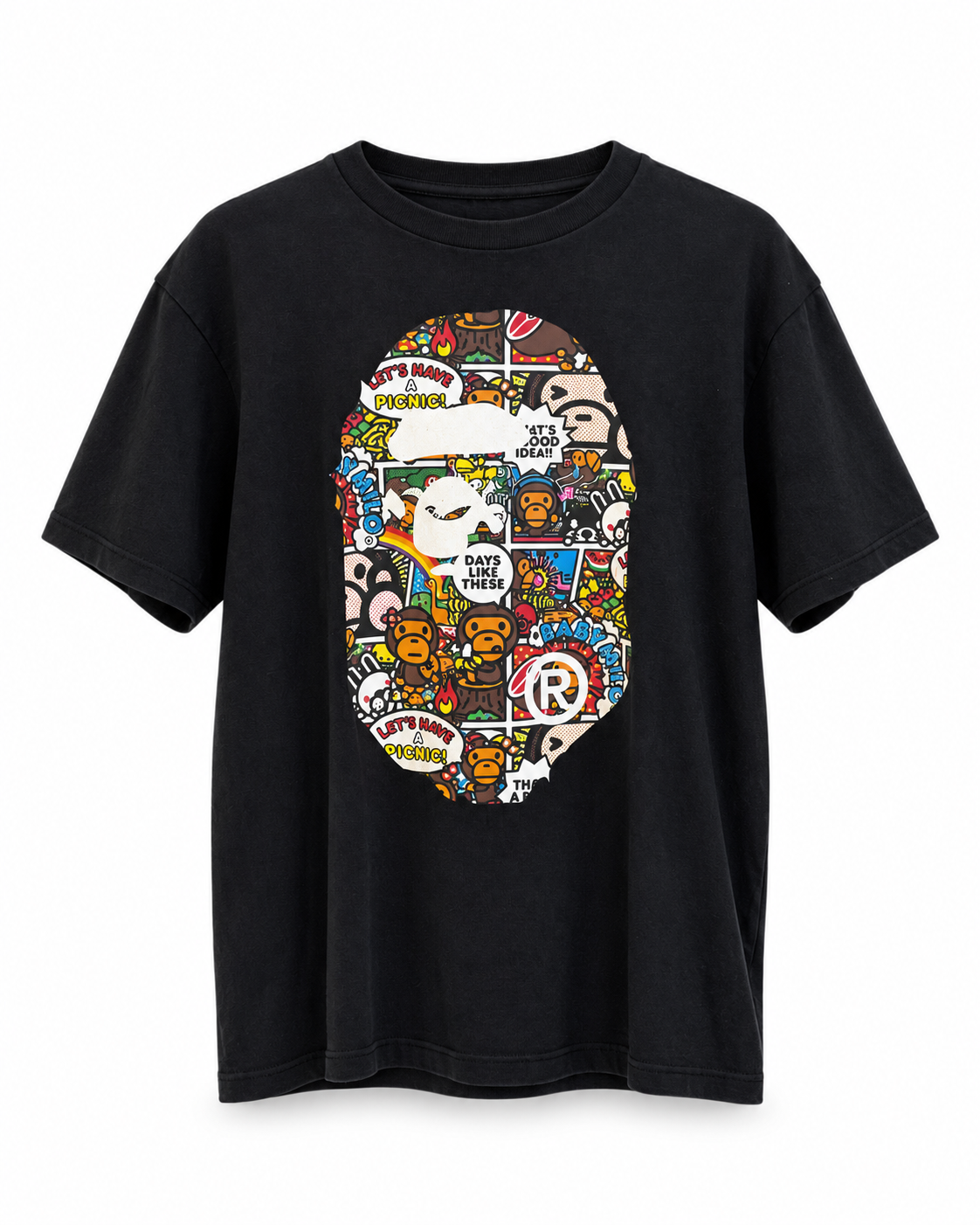 A Bathing Ape Black Baby Milo Comic Big Ape Tee