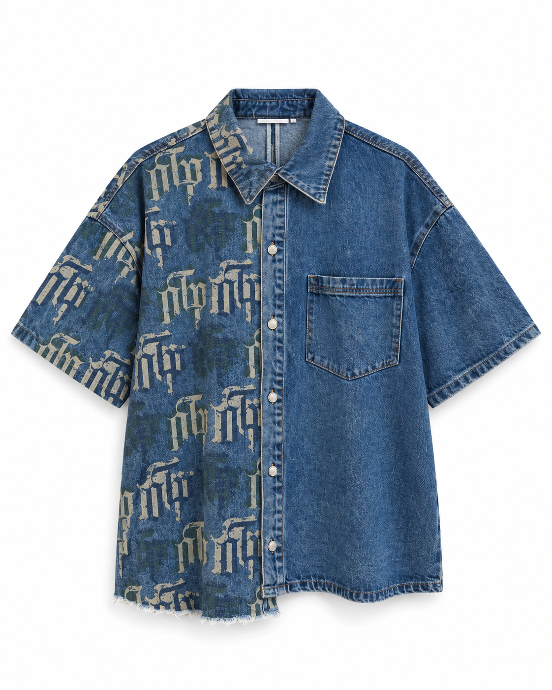Off The Pitch - Fraktur Printed Denim Shirt
