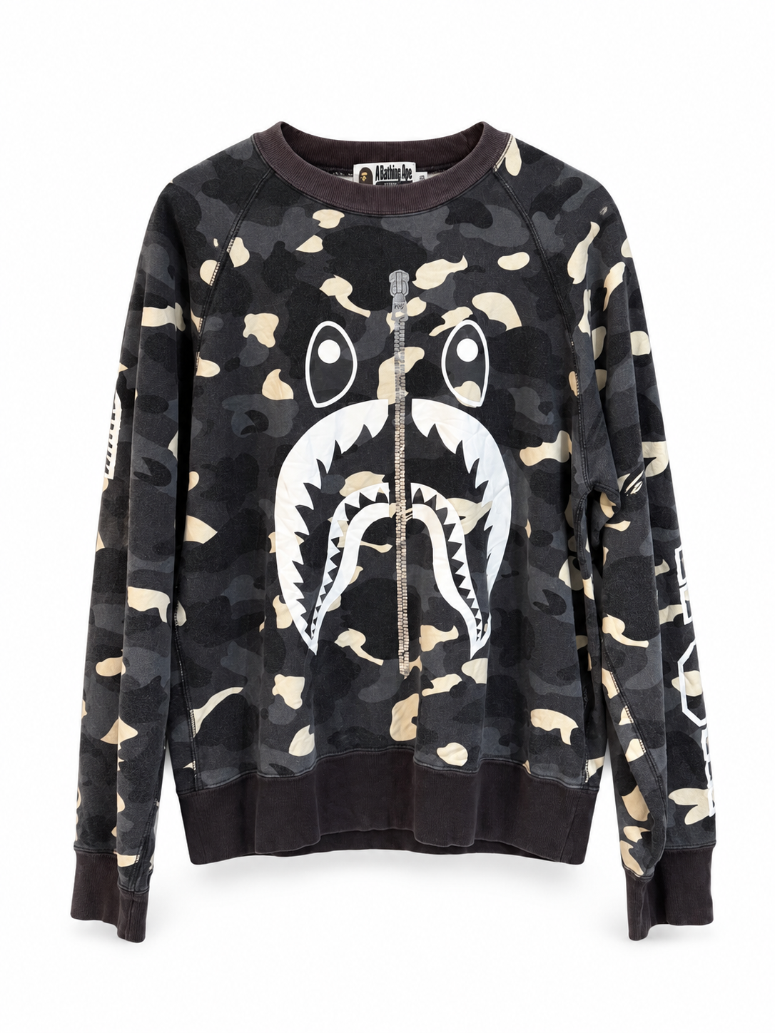 A Bathing Ape White Shark Head City Camo Crewneck