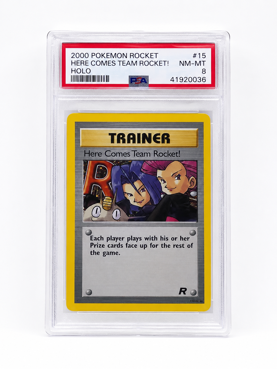 2000 Pokémon Rocket Here Comes Team Rocket! Holo PSA 8