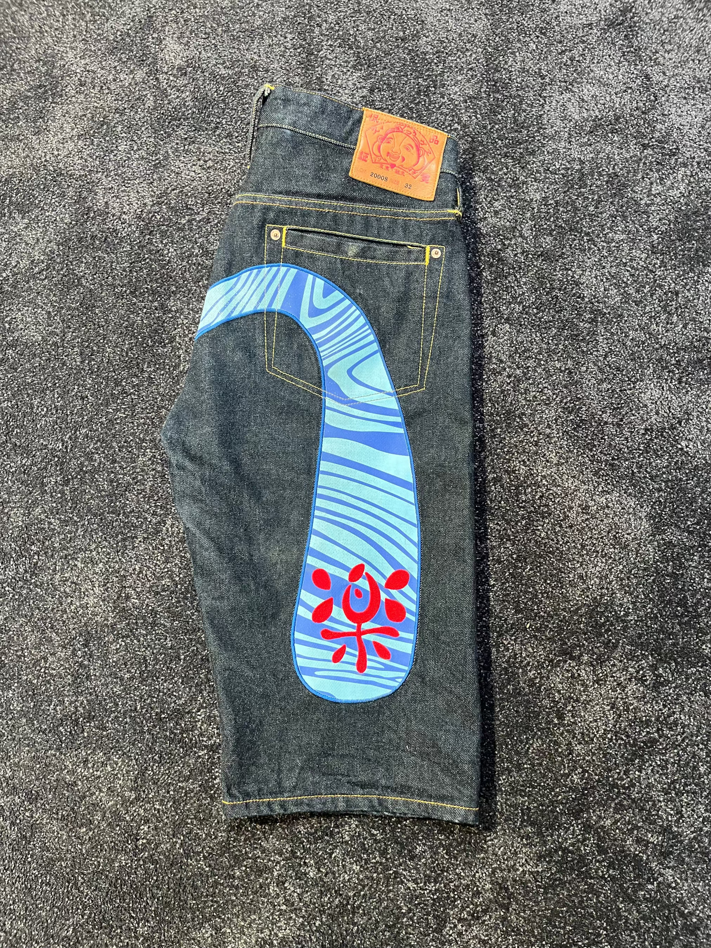 Evisu Blue Pattern Diacock Shorts