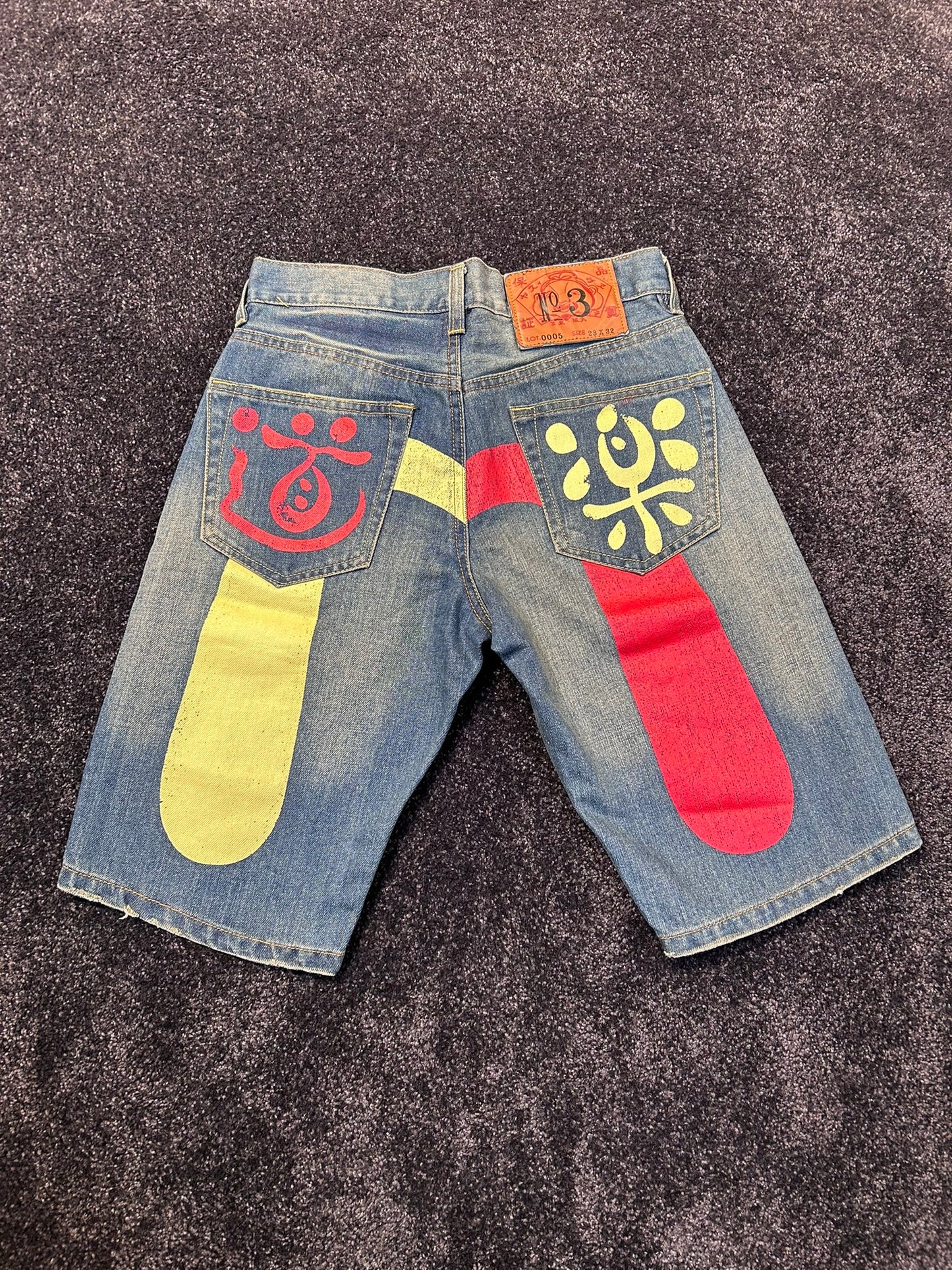 Evisu Cream/Red Diacock Jorts