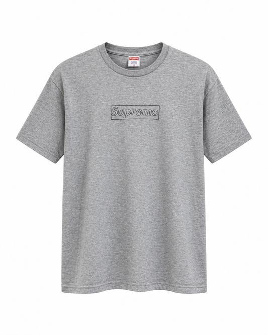 Supreme KAWS Chalk Logo Grey Tee