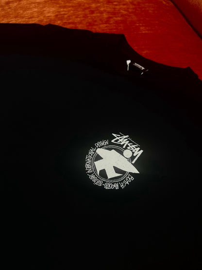 Stussy Beach Roots Center Logo Black Tee