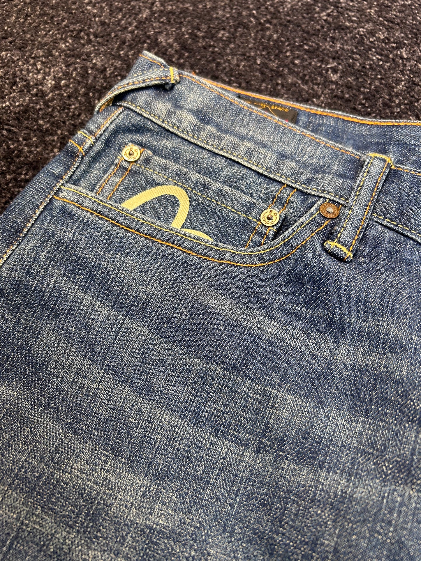 Evisu Cream Seagull Jeans