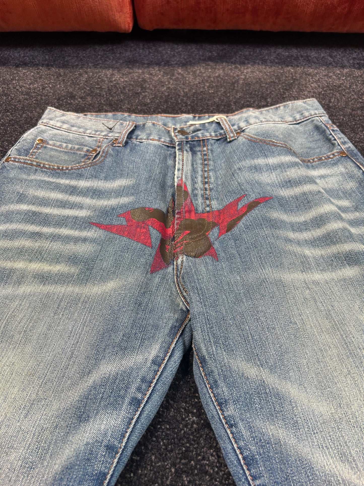 A Bathing Ape Front Red Star Jeans
