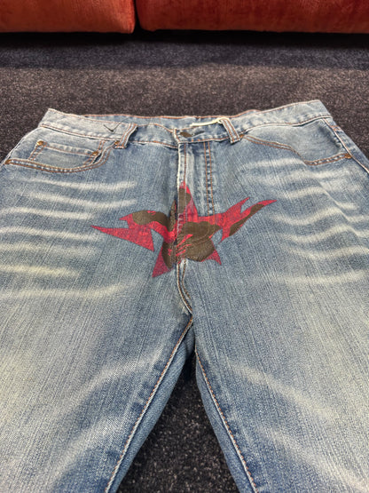A Bathing Ape Front Red Star Jeans