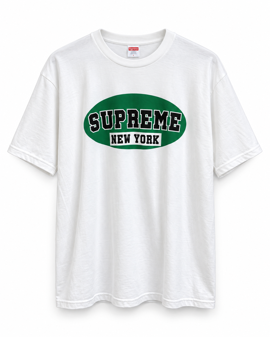 Supreme White Green Logo Tee