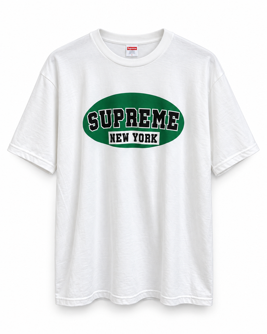 Supreme White Green Logo Tee