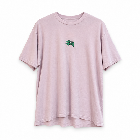 Stussy Green Center Logo Pink Tee