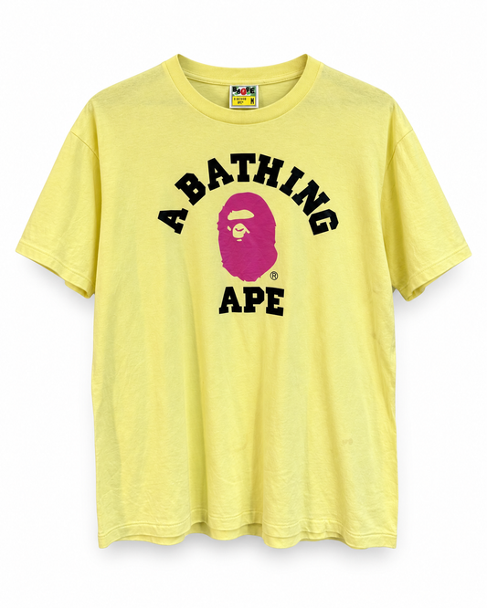 A Bathing Ape Pink Ape Yellow College Tee