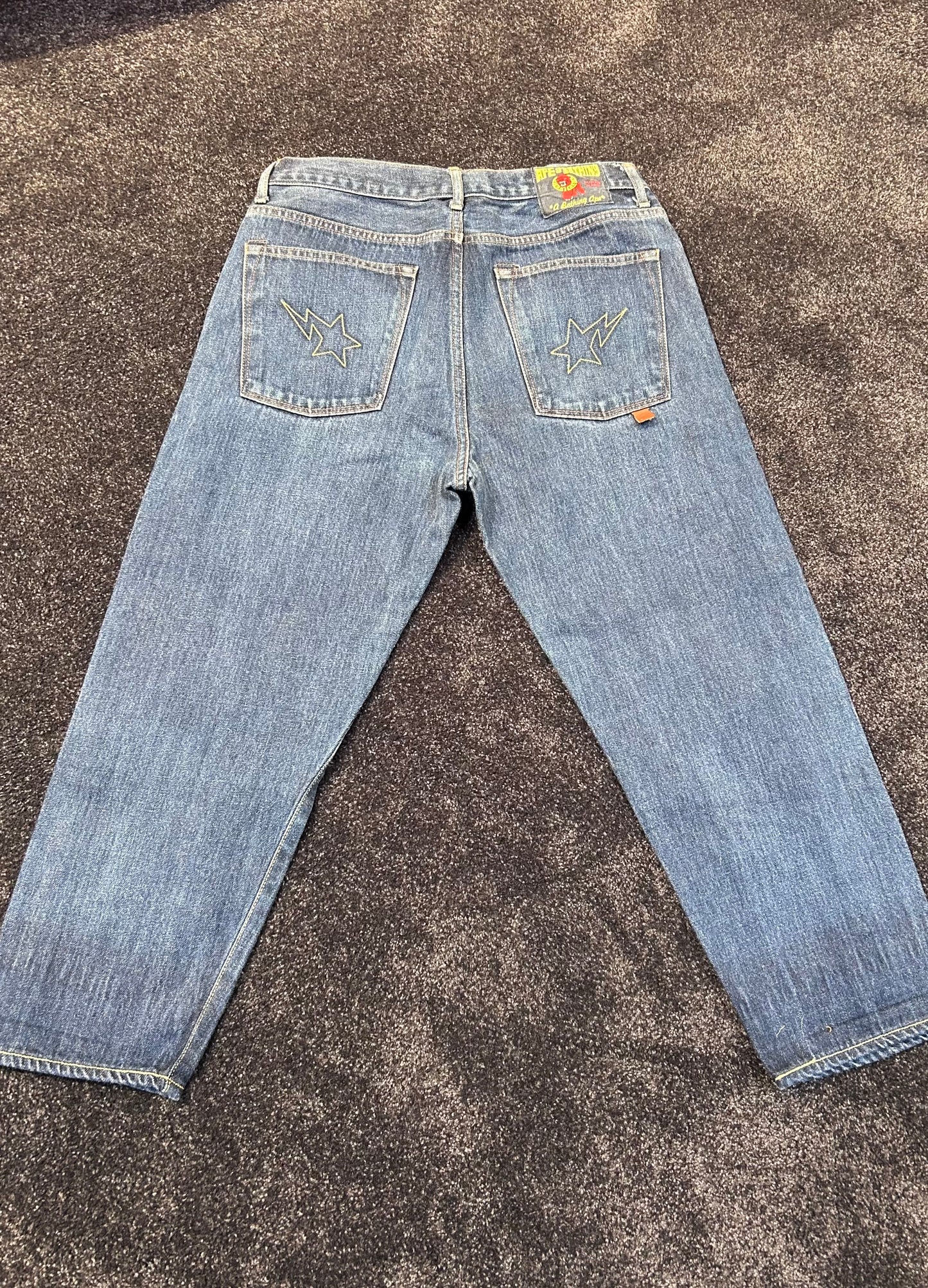 A Bathing Ape Embroidered Back Stars Jeans