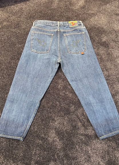 A Bathing Ape Embroidered Back Stars Jeans