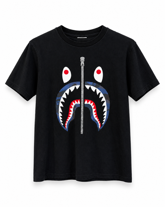A Bathing Ape Camo Shark Head Black Tee