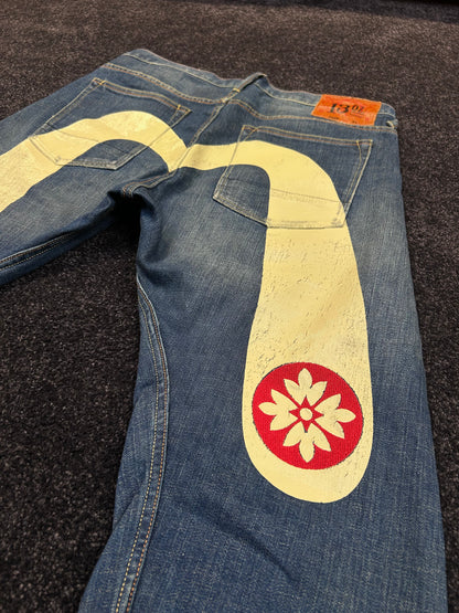 Evisu Cream Seagull Jeans