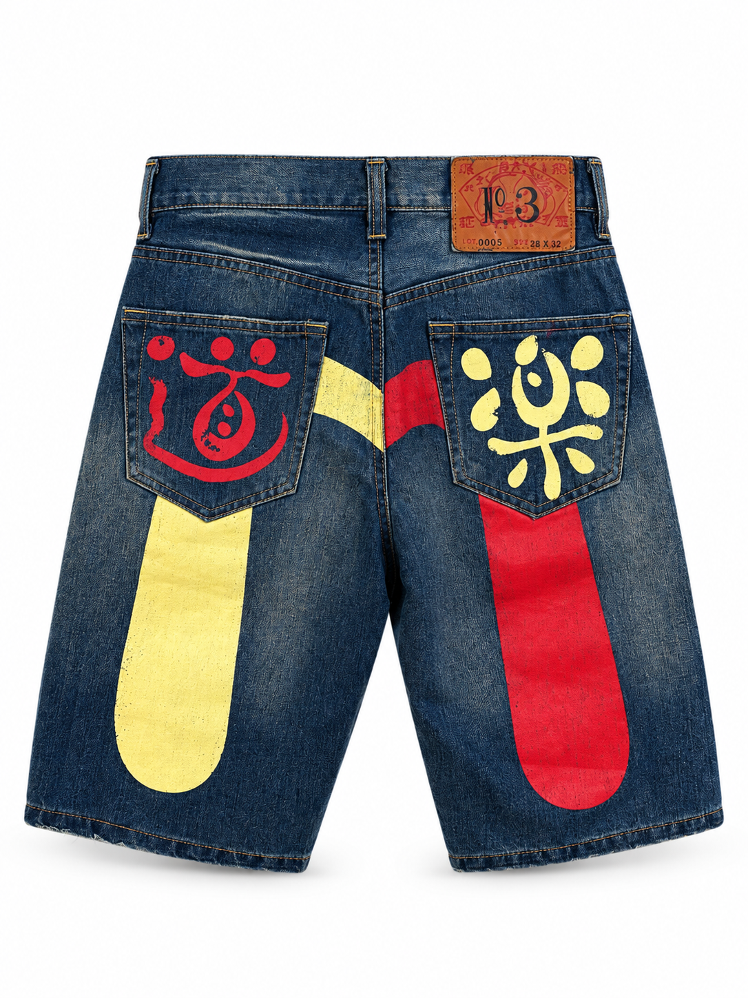 Evisu Cream/Red Diacock Jorts