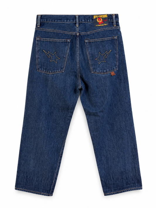 A Bathing Ape Embroidered Back Stars Jeans
