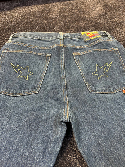 A Bathing Ape Embroidered Back Stars Jeans
