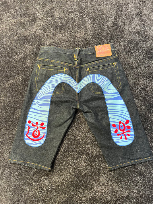 Evisu Blue Pattern Diacock Shorts
