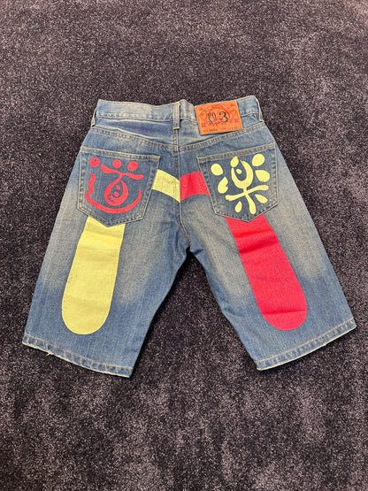 Evisu Cream/Red Diacock Jorts
