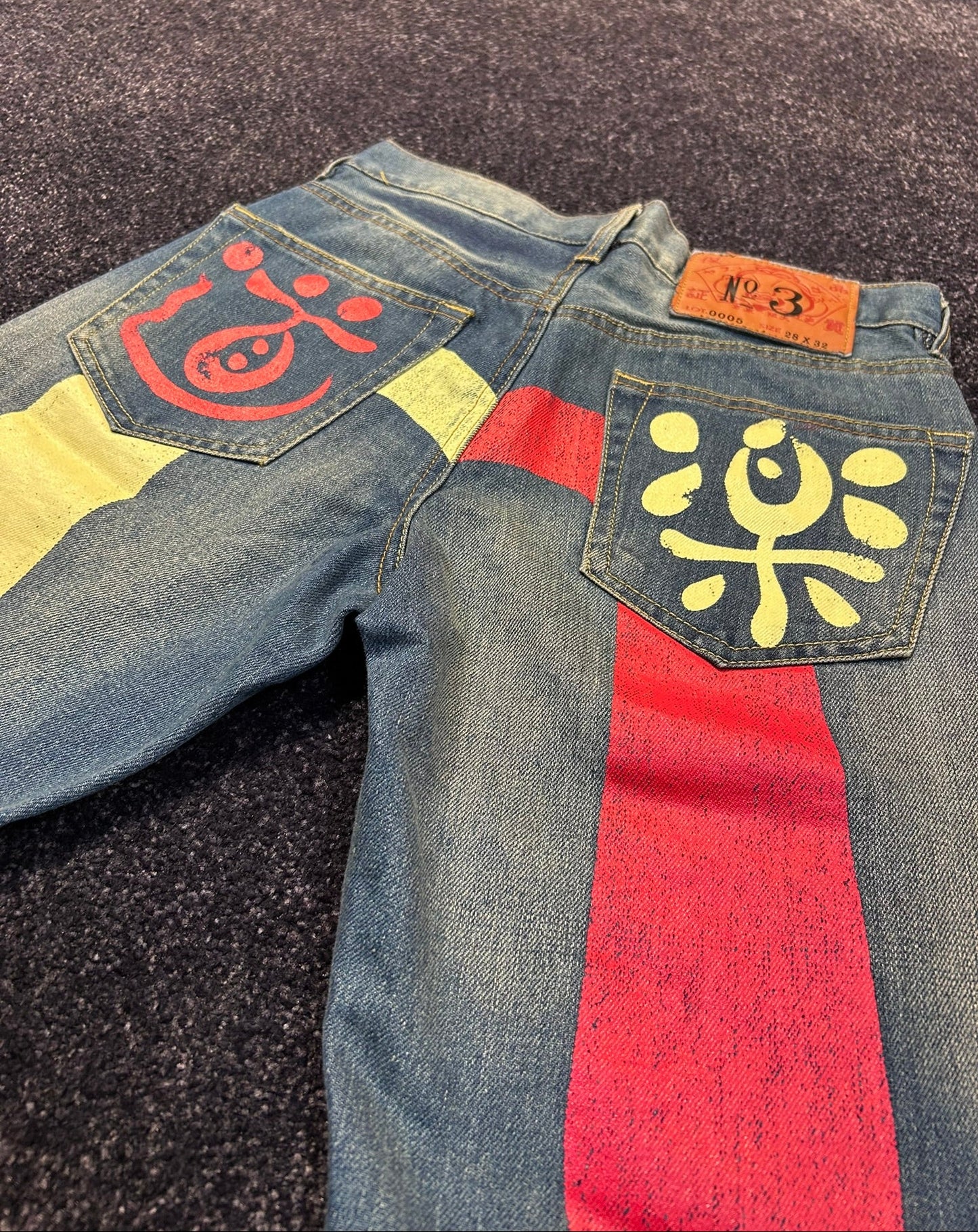 Evisu Cream/Red Diacock Jorts